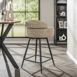 Chaise de bar pivotante en bouclette beige (lot de 2) GALWAY