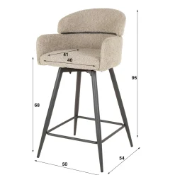 Chaise de bar pivotante en bouclette beige (lot de 2) GALWAY