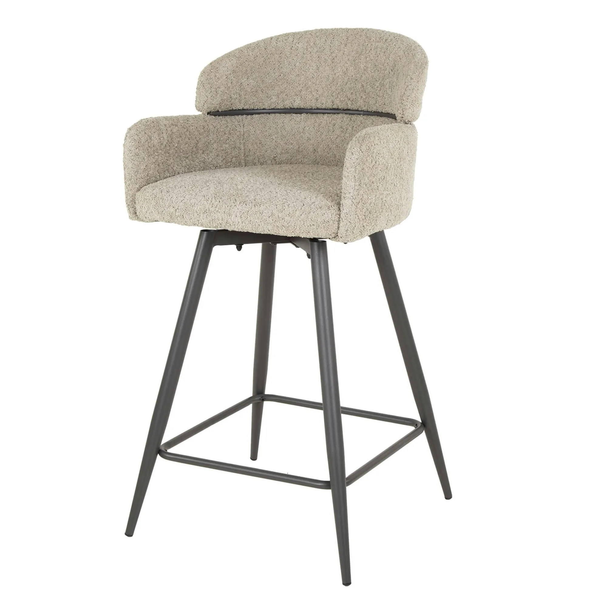 Chaise de bar pivotante en bouclette beige (lot de 2) GALWAY