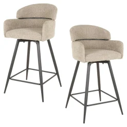 Chaise de bar pivotante en bouclette beige (lot de 2) GALWAY