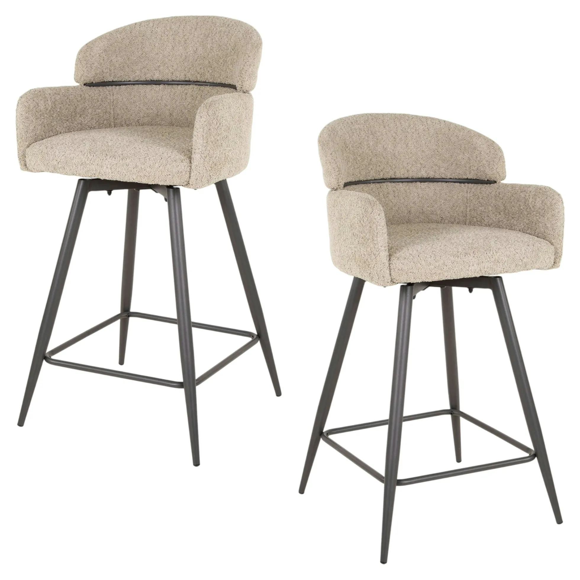 Chaise de bar pivotante en bouclette beige (lot de 2) GALWAY