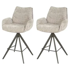 Chaise de bar pivotante en tissu chenille sable (x2) TAJ
