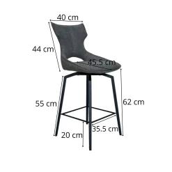 Chaise de bar pivotante tissu beige (lot de 2) LOMBARDIE
