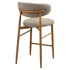 Chaise de bar sable avec repose-pieds effet bois clair (lot de 2) AMSTERDAM