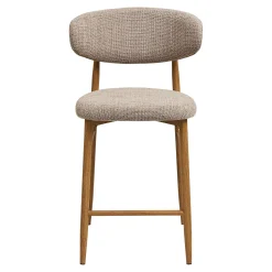 Chaise de bar sable avec repose-pieds effet bois clair (lot de 2) AMSTERDAM