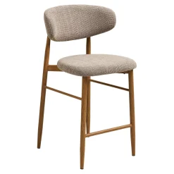 Chaise de bar sable avec repose-pieds effet bois clair (lot de 2) AMSTERDAM