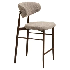 Chaise de bar sable avec repose-pieds effet bois foncé (lot de 2) AMSTERDAM