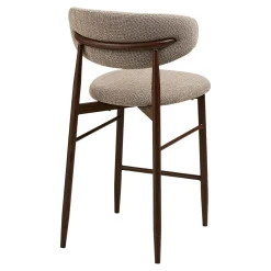 Chaise de bar sable avec repose-pieds effet bois foncé (lot de 2) AMSTERDAM