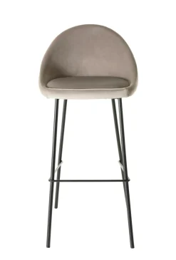 Chaise de bar velours beige TIM (lot de 2)