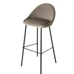 Chaise de bar velours beige TIM (lot de 2)
