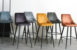 Chaise de bar velours bleu pétrole (lot de 2) MALMOE