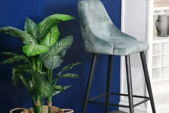 Chaise de bar velours bleu pétrole (lot de 2) MALMOE