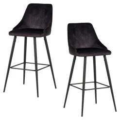 Chaise de bar velours gris anthracite (lot de 2) MALMOE