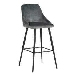 Chaise de bar velours gris (lot de 2) MALMOE