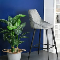Chaise de bar velours gris (lot de 2) MALMOE