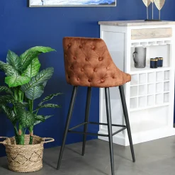 Chaise de bar velours havane (lot de 2) MALMOE