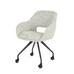 Chaise de bureau à roulettes en tissu gris clair chiné (lot de 2) CREEK
