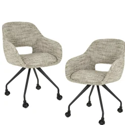 Chaise de bureau à roulettes en tissu sable chiné (lot de 2) CREEK