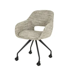 Chaise de bureau à roulettes en tissu sable chiné (lot de 2) CREEK