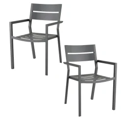 Chaise de jardin avec accoudoirs en aluminium gris ardoise (lot de 2) STOCKHOLM