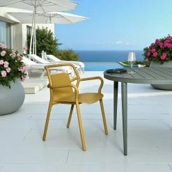 Chaise de jardin design jaune, empilable (lot de 2) PINETO