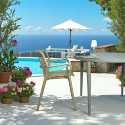 Chaise de jardin design kaki, empilable (lot de 2) PINETO