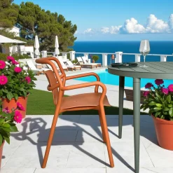 Chaise de jardin design orange, empilable (lot de 2) PINETO