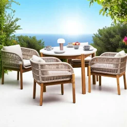 Chaise de jardin en bois d'acacia et corde tressée (lot de 2) MENDOZA