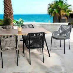 Chaise de jardin en corde tressée grise GRENADE