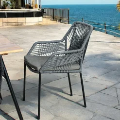 Chaise de jardin en corde tressée grise GRENADE