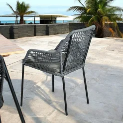 Chaise de jardin en corde tressée grise GRENADE
