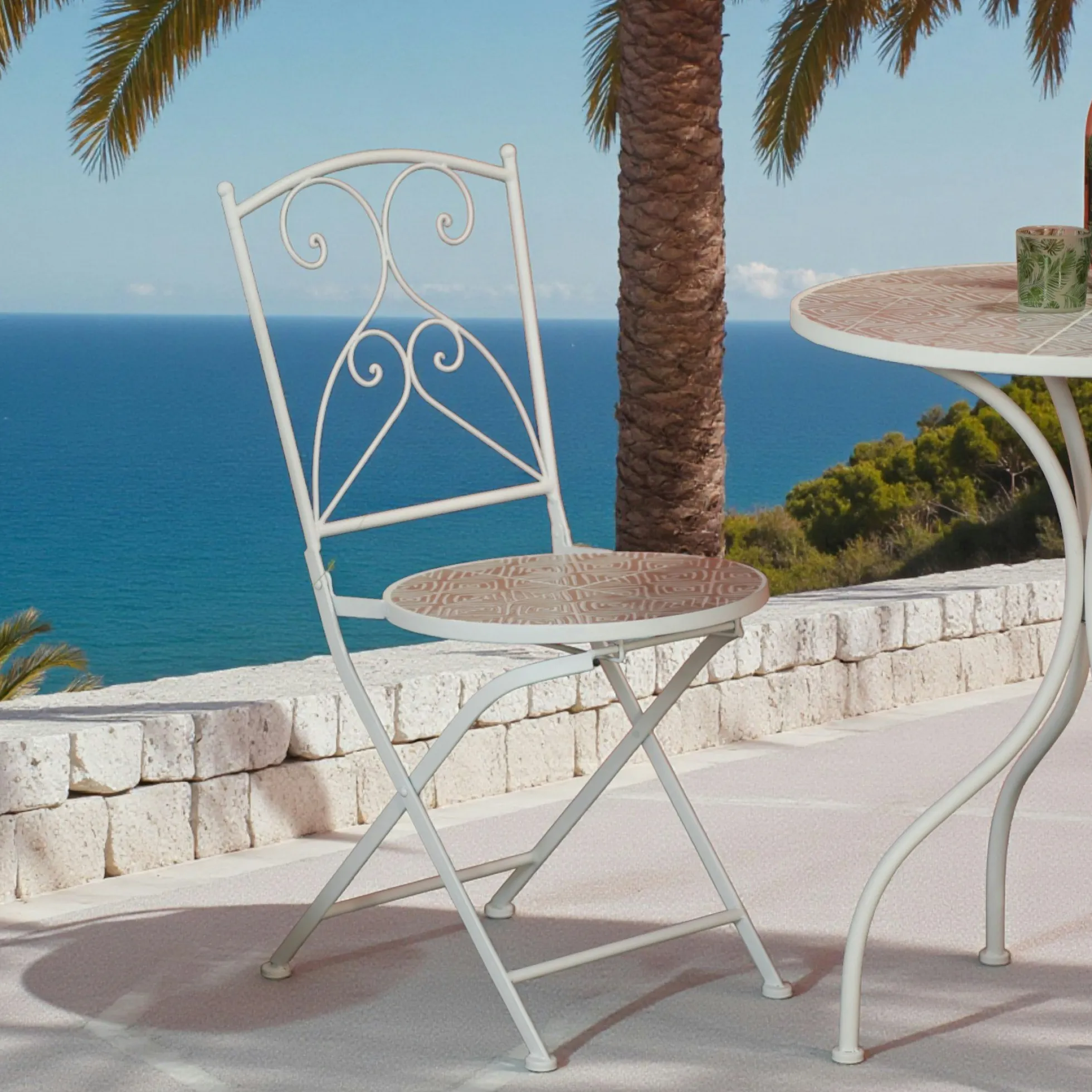 Chaise de jardin en mosaïque beige (lot de 2) GRENADE