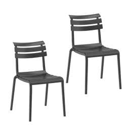 Chaise de jardin en plastique gris (lot de 2) LUGANO
