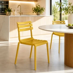 Chaise de jardin en plastique jaune (lot de 2) LUGANO