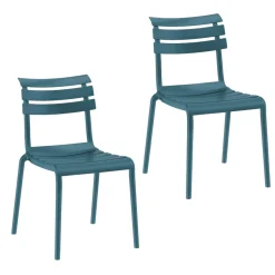 Chaise de jardin en plastique bleu (lot de 2) LUGANO