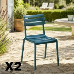 Chaise de jardin en plastique bleu (lot de 2) LUGANO