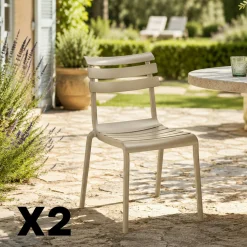 Chaise de jardin en plastique beige (lot de 2) LUGANO