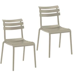 Chaise de jardin en plastique beige (lot de 2) LUGANO