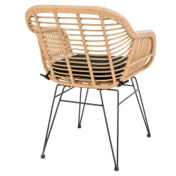 Chaise de jardin en rotin synthétique avec accoudoirs et coussin d'assise (lot de 2) IBIZA