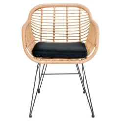 Chaise de jardin en rotin synthétique avec accoudoirs et coussin d'assise (lot de 2) IBIZA