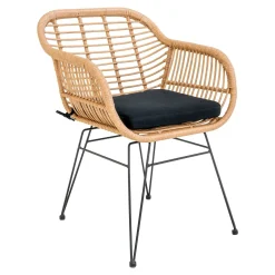 Chaise de jardin en rotin synthétique avec accoudoirs et coussin d'assise (lot de 2) IBIZA
