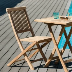 Chaise de jardin en teck à bords droits (lot de 2) SUMMER