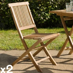 Chaise de jardin en teck à bords droits (lot de 2) SUMMER