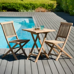 Chaise de jardin en teck à bords droits (lot de 2) SUMMER