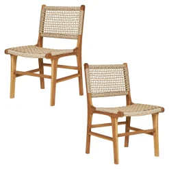 Chaise de jardin en teck et résine tressée (lot de 2) MENDOZA