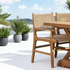 Chaise de jardin en teck et résine tressée avec accoudoirs (lot de 2) MENDOZA