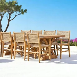 Chaise de jardin en teck et résine tressée avec accoudoirs (lot de 2) MENDOZA