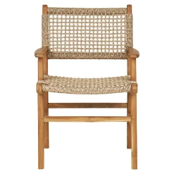 Chaise de jardin en teck et résine tressée avec accoudoirs (lot de 2) MENDOZA