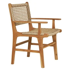 Chaise de jardin en teck et résine tressée avec accoudoirs (lot de 2) MENDOZA