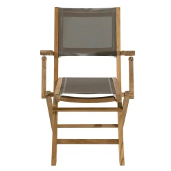 Chaise de jardin en teck et textilène taupe avec accoudoirs (lot de 2) SUMMER